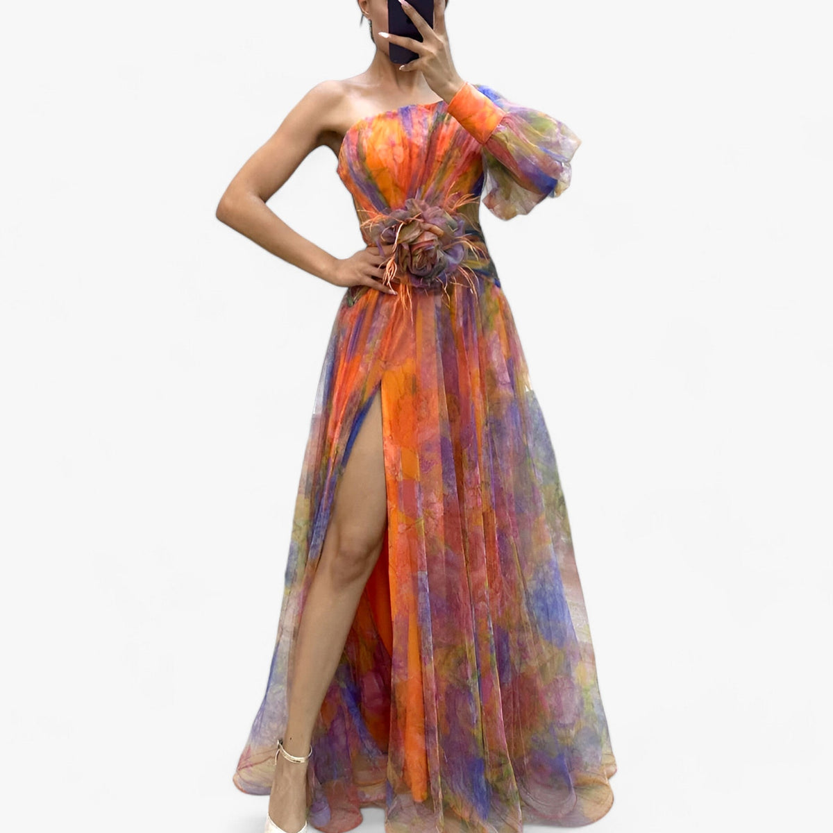 Asymmetrical Long-Sleeve Dress with a Timeless Cut