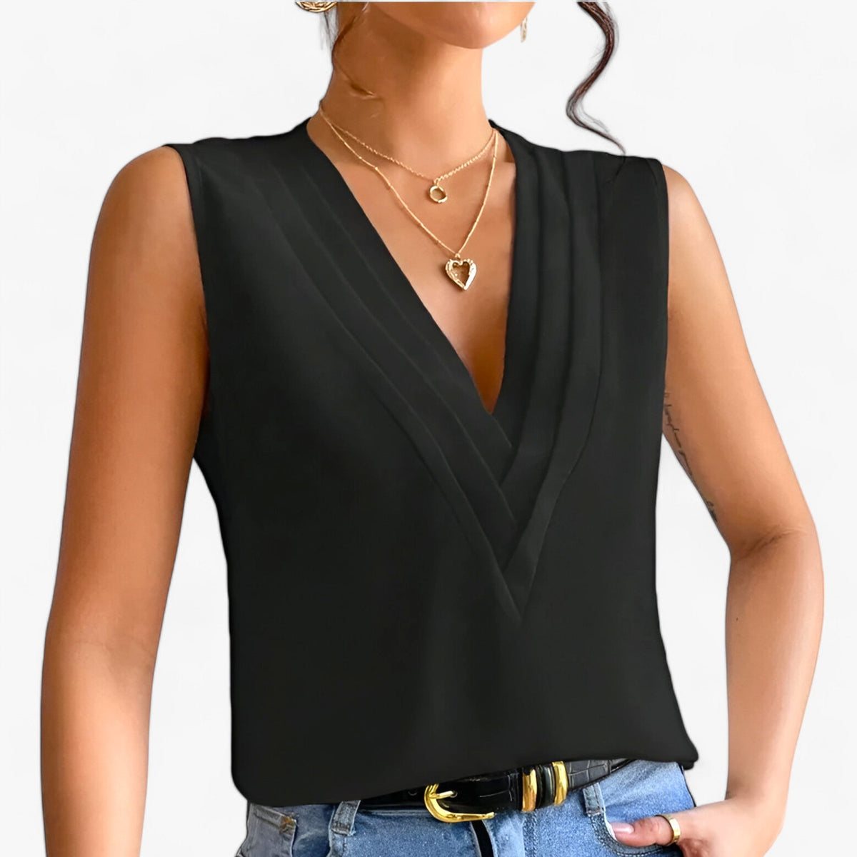 Loose-Fit Sleeveless Blouse for Casual Everyday Wear