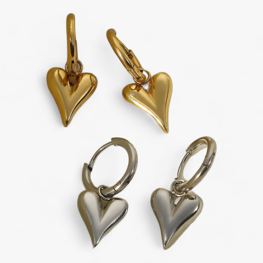 Heart Huggie Hoop Earrings with Tarnish-Resistant Finish