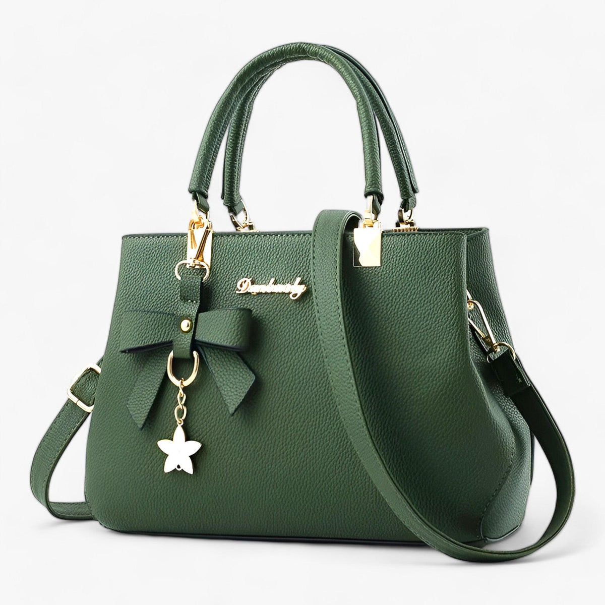 Crossbody Shoulder Bag with Flower Pendant Detail