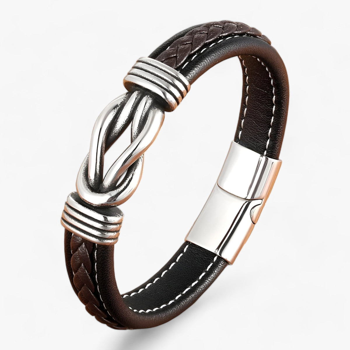 Faux Leather Bracelet with Stainless Steel Magnetic Clasp