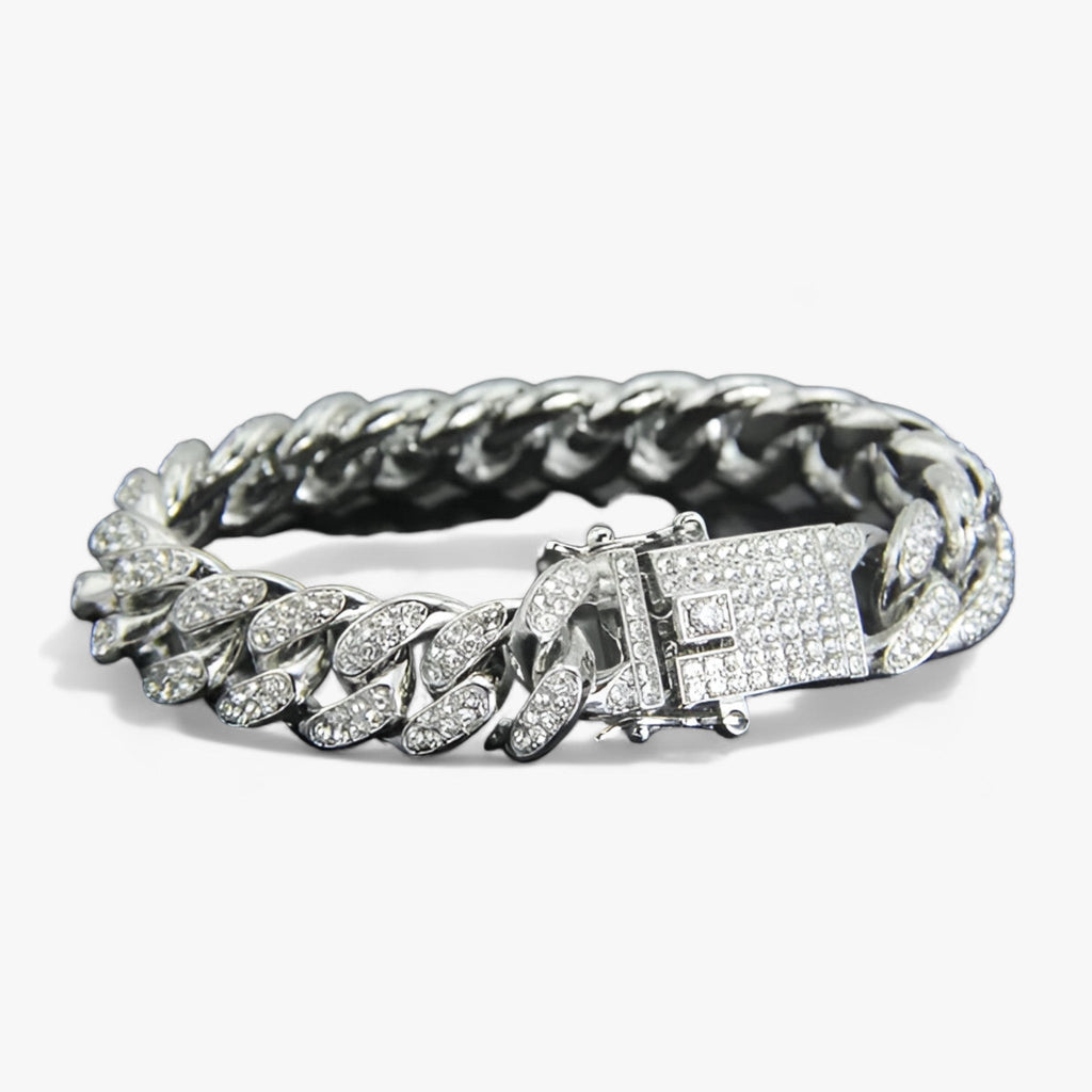 Cuban Chain Bracelet with Sparkling Zirconia Stones