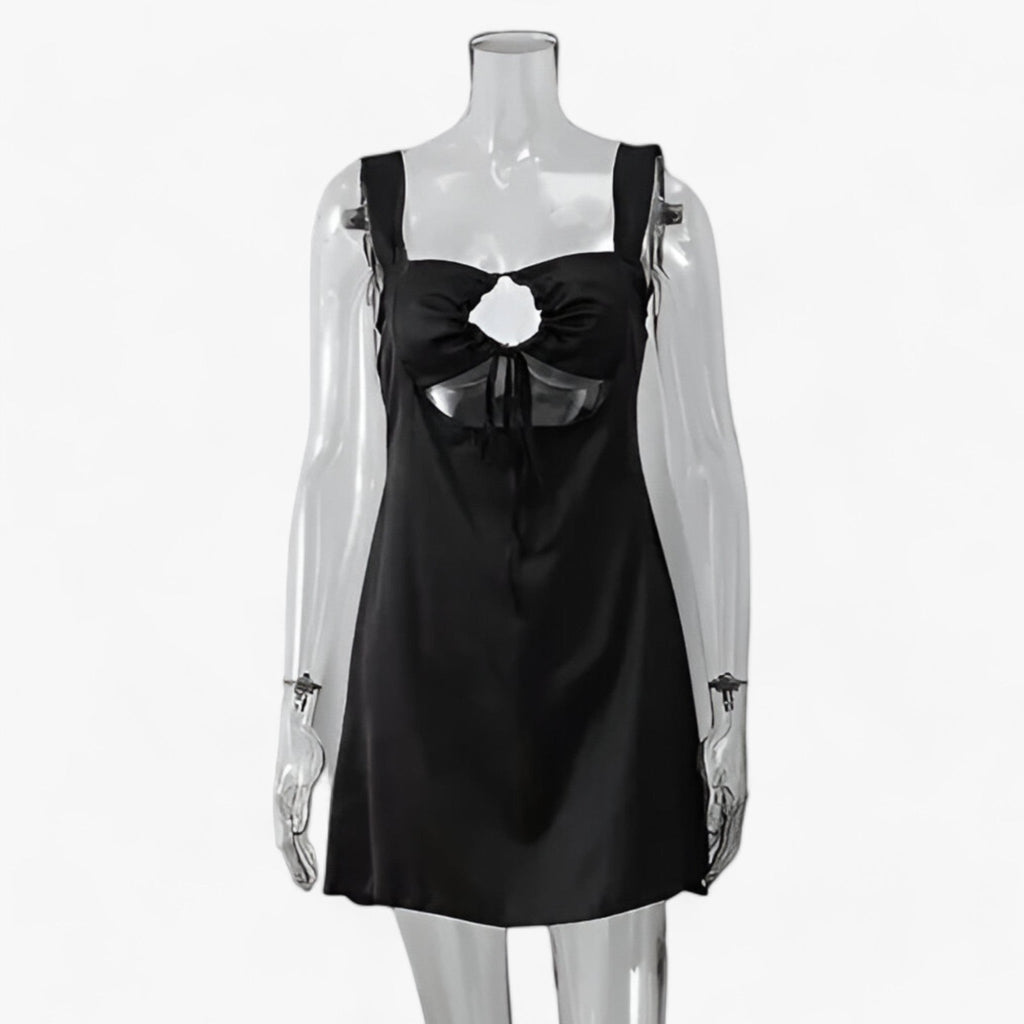 Wrap Mini Dress with Front Lacing and Cutout Detail