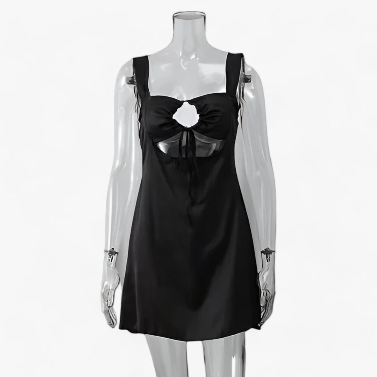 Wrap Mini Dress with Front Lacing and Cutout Detail