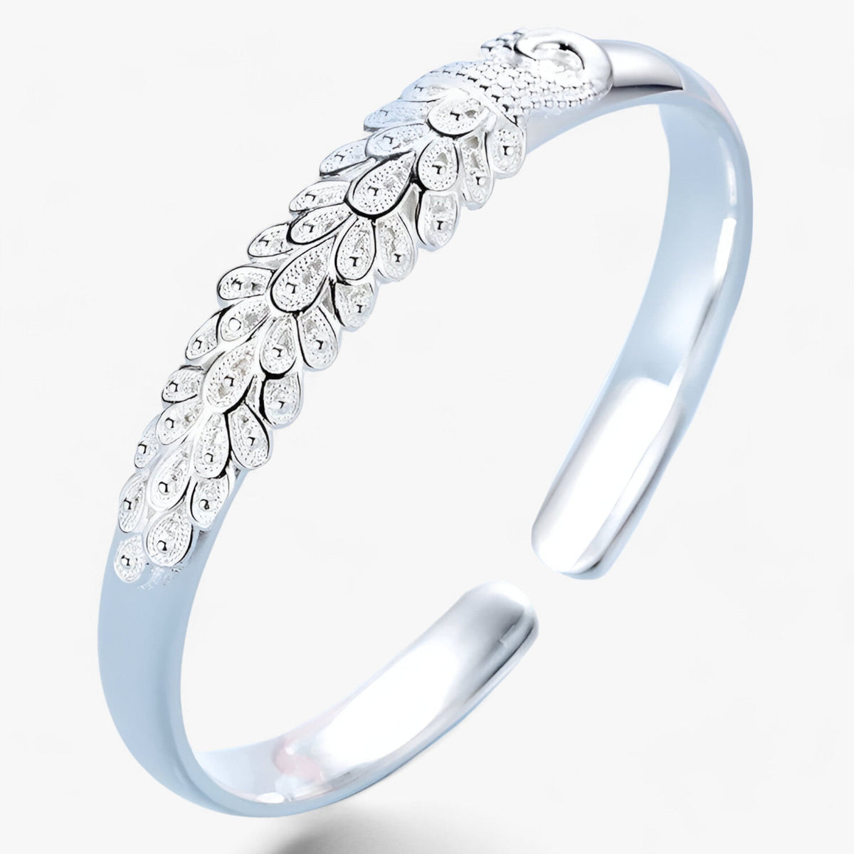 Open Peacock Pattern Statement Bracelet in Metal