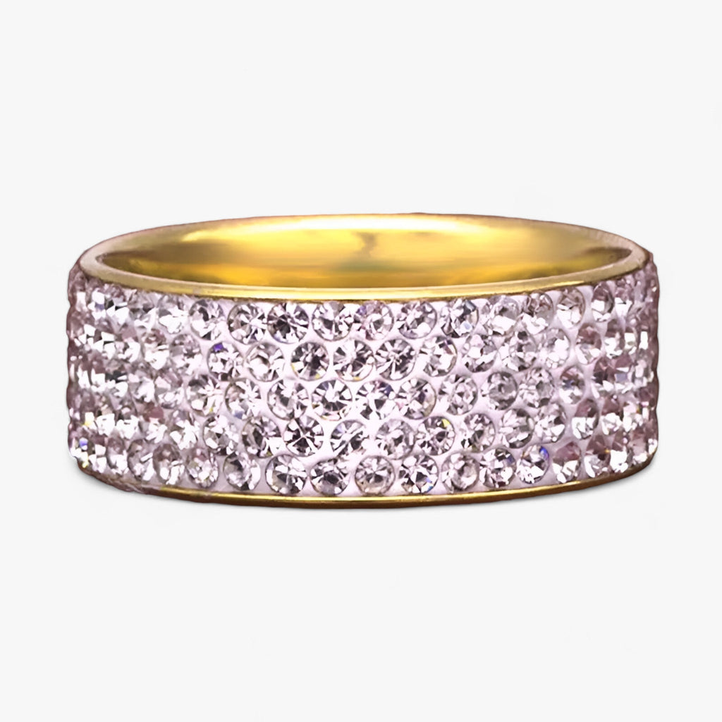 Anillo de compromiso con cristales en acero inoxidable resistente
