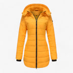 Parka larga con capucha para invierno con cierres ajustables