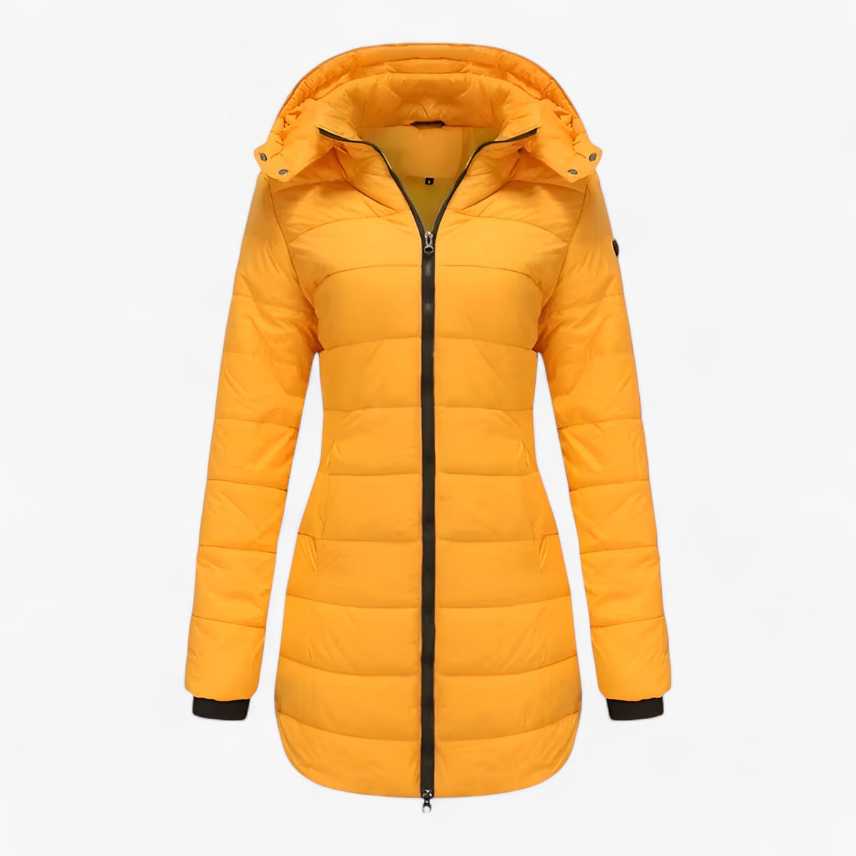 Parka larga con capucha para invierno con cierres ajustables