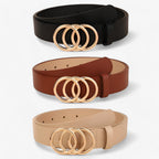 Three-Ring Alloy Buckle Belt for Any Occasion