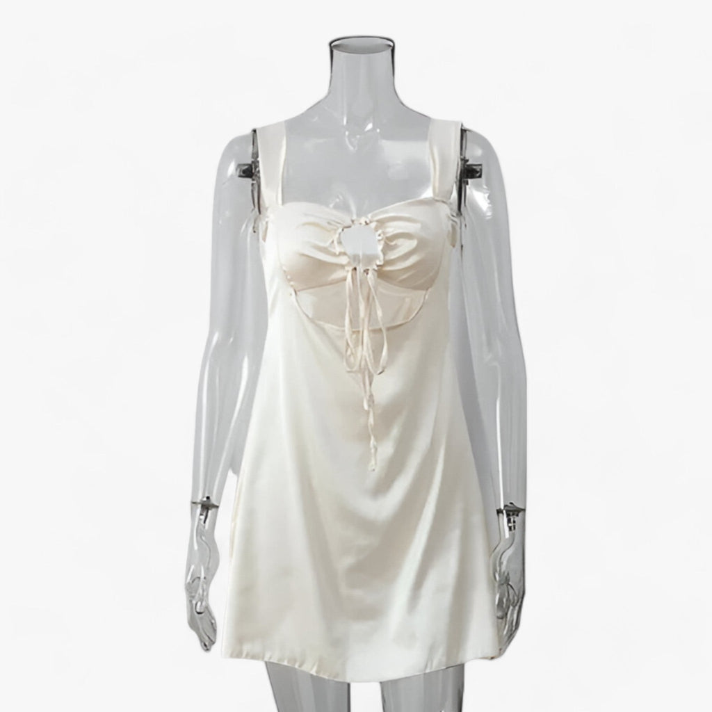 Wrap Mini Dress with Front Lacing and Cutout Detail