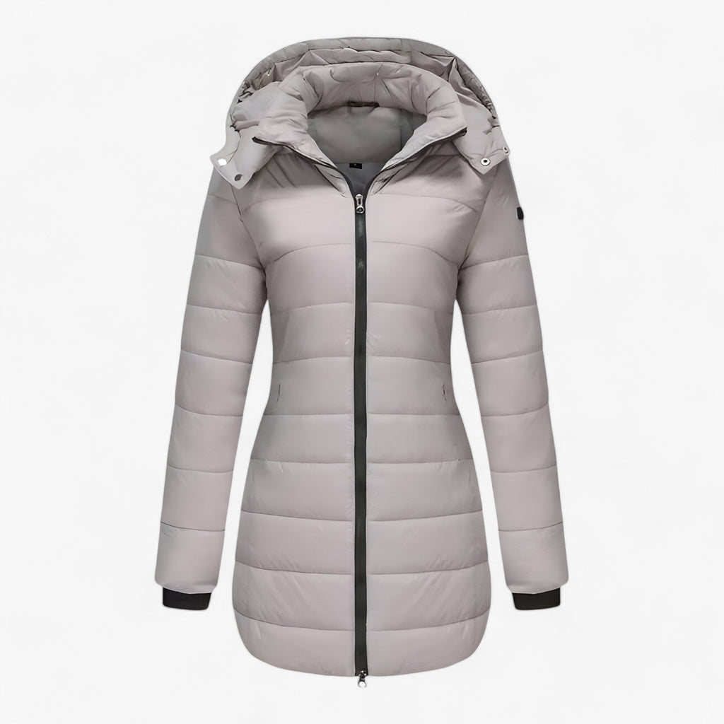 Parka larga con capucha para invierno con cierres ajustables