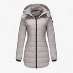 Parka larga con capucha para invierno con cierres ajustables
