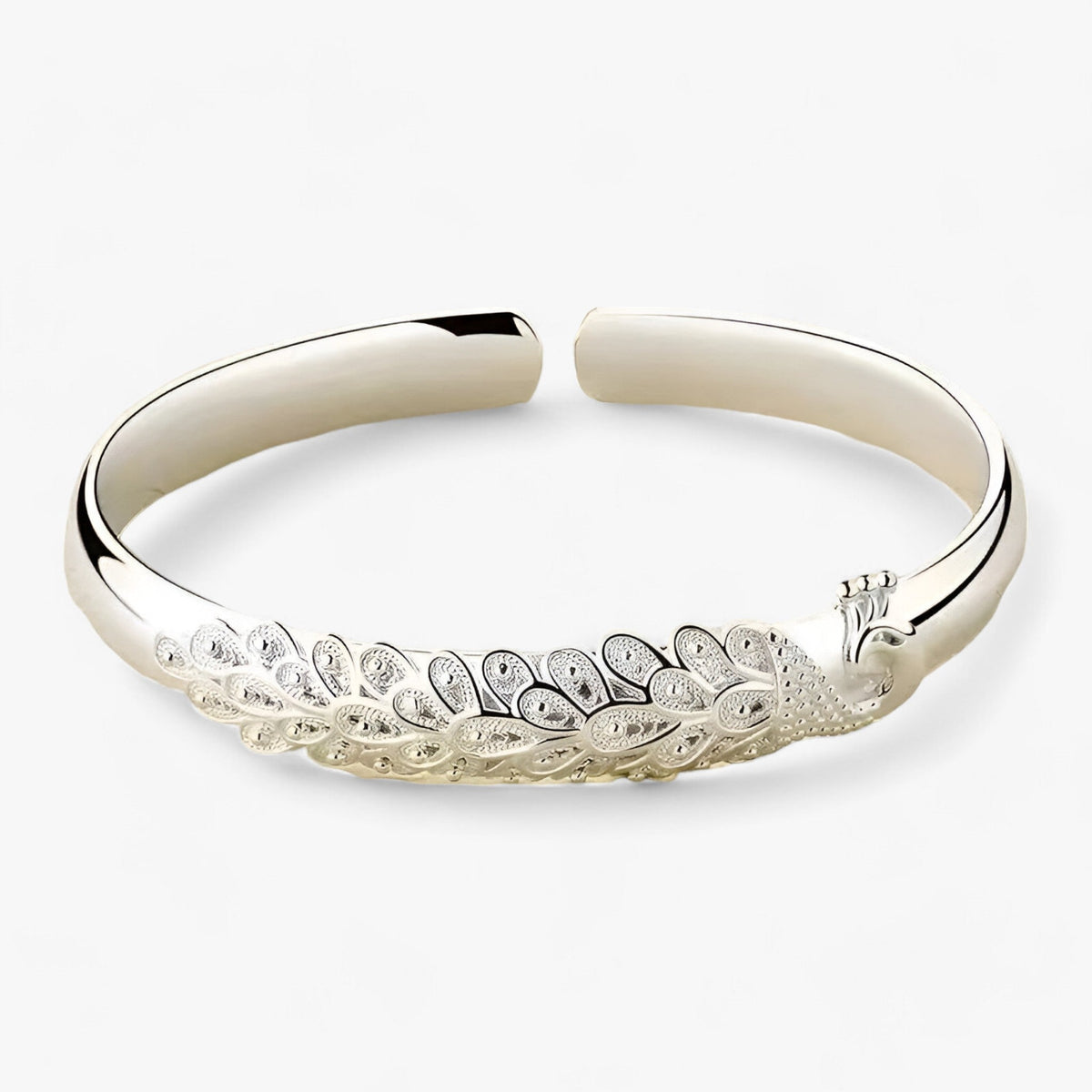 Open Peacock Pattern Statement Bracelet in Metal
