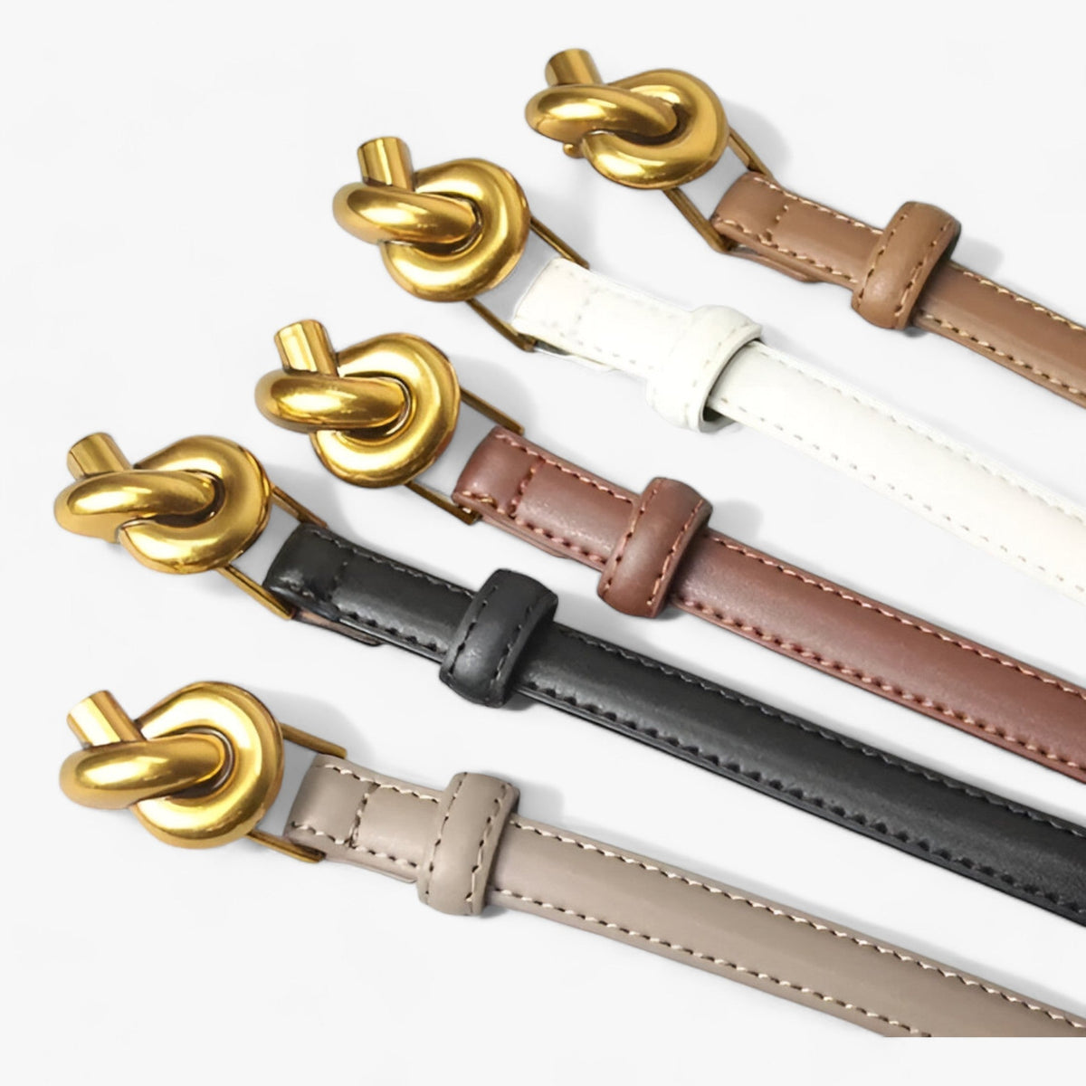 Knot-Buckle Faux Leather Belt for Women