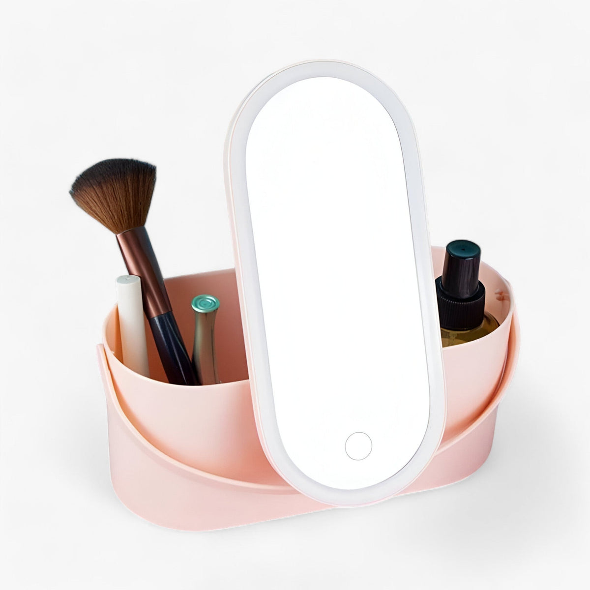 Neceser de maquillaje estrecho con múltiples compartimentos