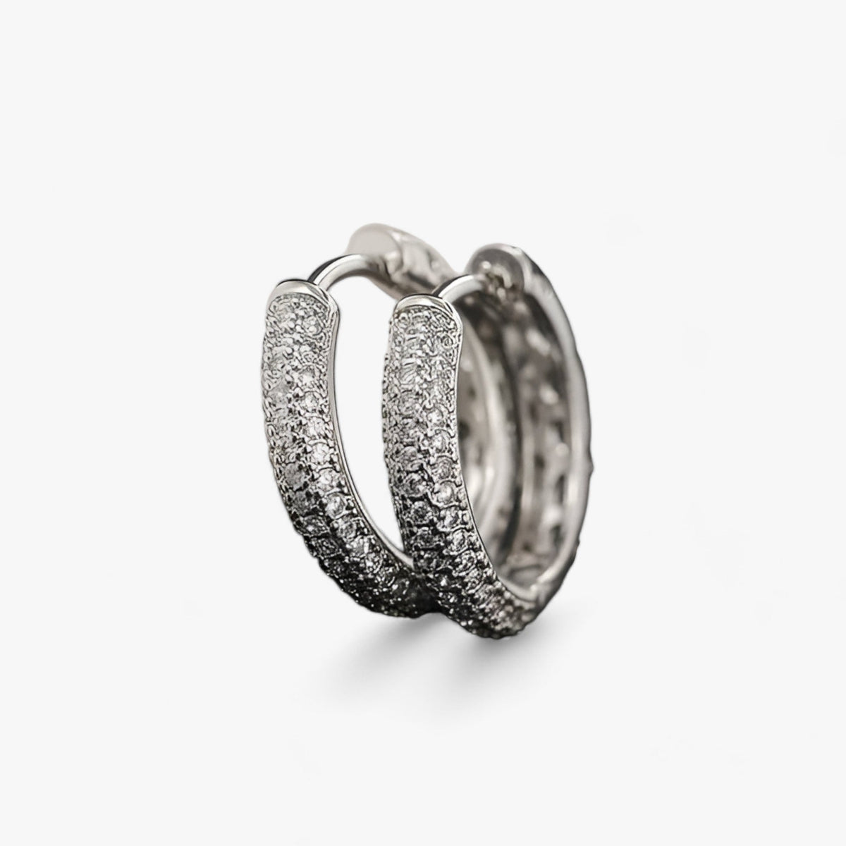Silver-Tone CZ Hoop Earrings for Everyday Elegance