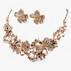 Enamel Flower Necklace and Earring Set for Bridal Occasions