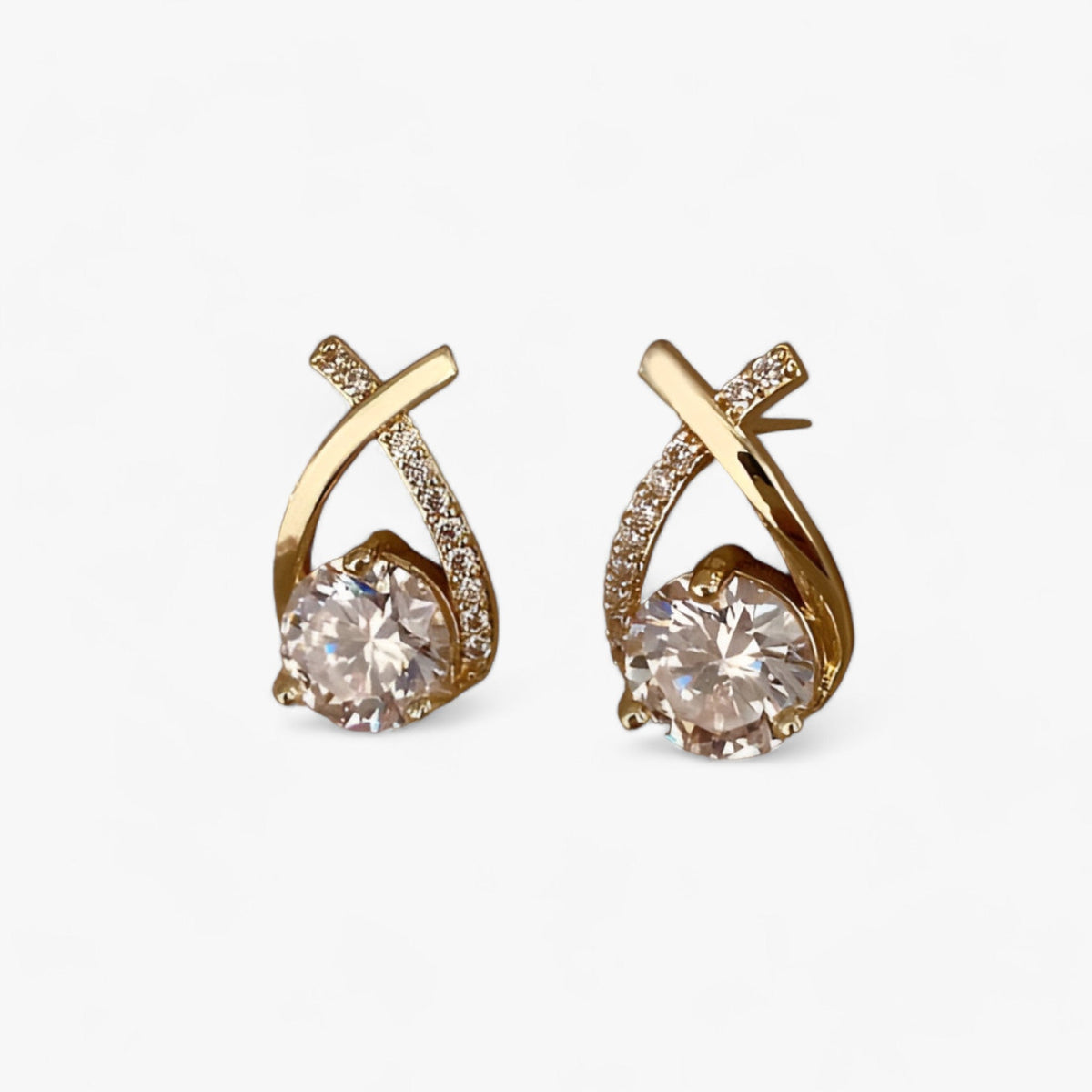 Crystal-Embellished Cross Stud Earrings for Evening
