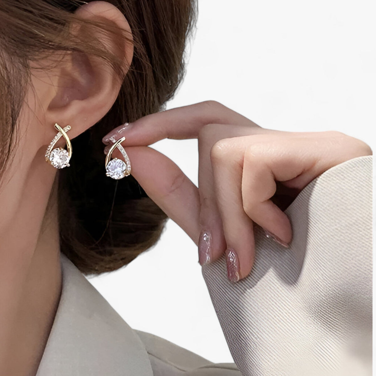 Crystal-Embellished Cross Stud Earrings for Evening