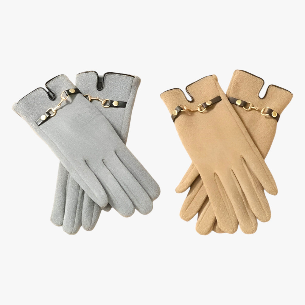 Soft Fleece Touchscreen Gloves with Chain Pattern Detail