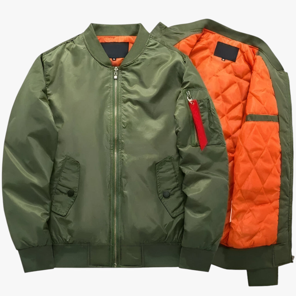 Chaqueta bomber MA1 con puños de canalé y bolsillos con cremallera