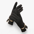 Soft Fleece Touchscreen Gloves with Chain Pattern Detail