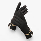 Soft Fleece Touchscreen Gloves with Chain Pattern Detail