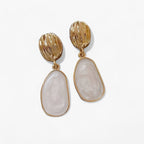 Enamel Oval Drop Earrings with a Geometric Design Detail