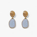 Enamel Oval Drop Earrings with a Geometric Design Detail
