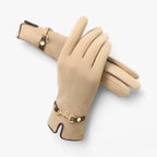 Soft Fleece Touchscreen Gloves with Chain Pattern Detail