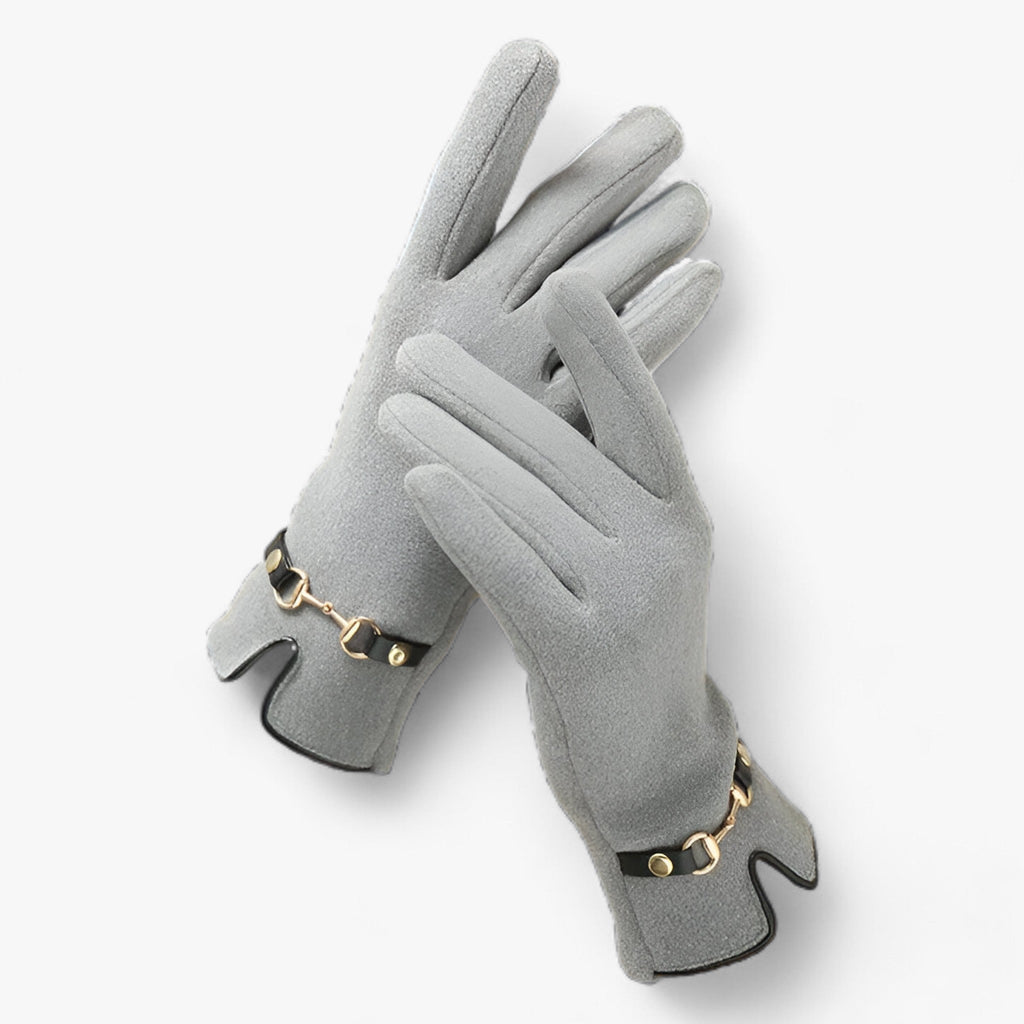 Soft Fleece Touchscreen Gloves with Chain Pattern Detail