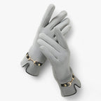 Soft Fleece Touchscreen Gloves with Chain Pattern Detail
