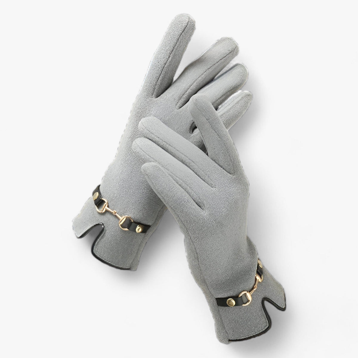 Soft Fleece Touchscreen Gloves with Chain Pattern Detail