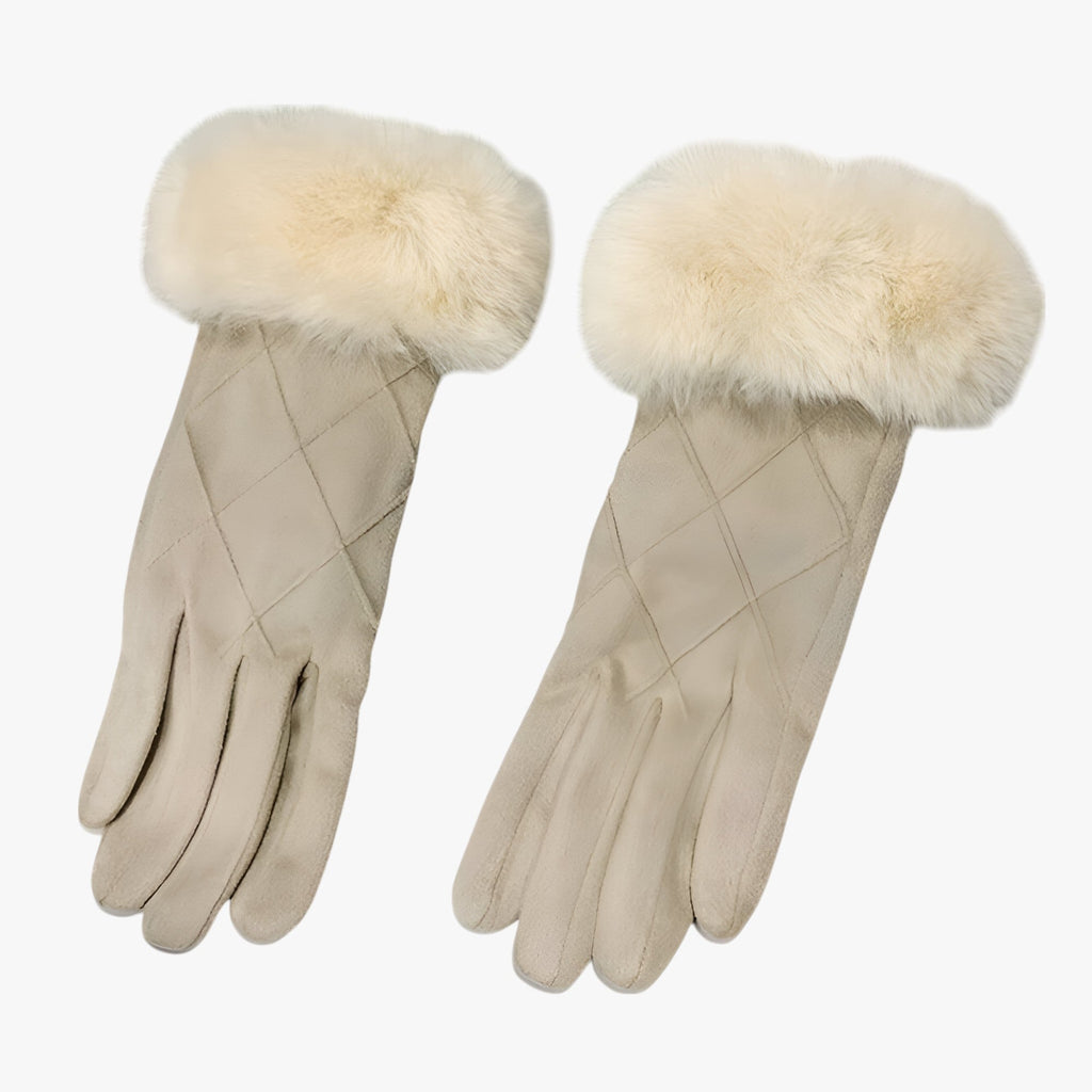 Touchscreen-Compatible Suede-Look Gloves with a Plaid Lining