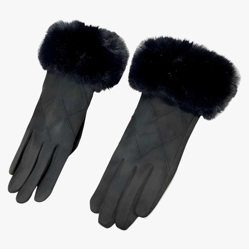 Touchscreen-Compatible Suede-Look Gloves with a Plaid Lining