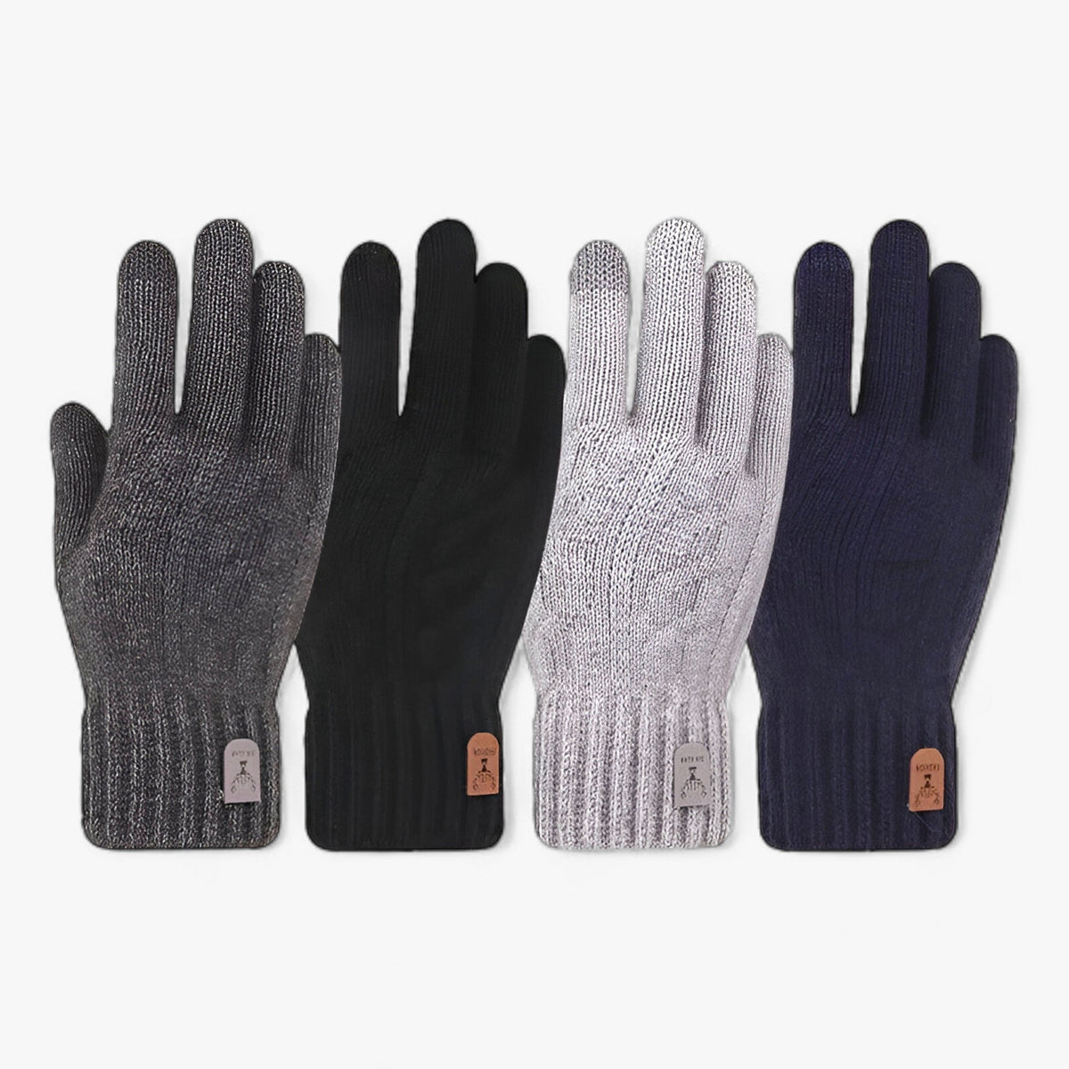 Fleece-Lined Wool Knit Gloves with Touchscreen Fingertips