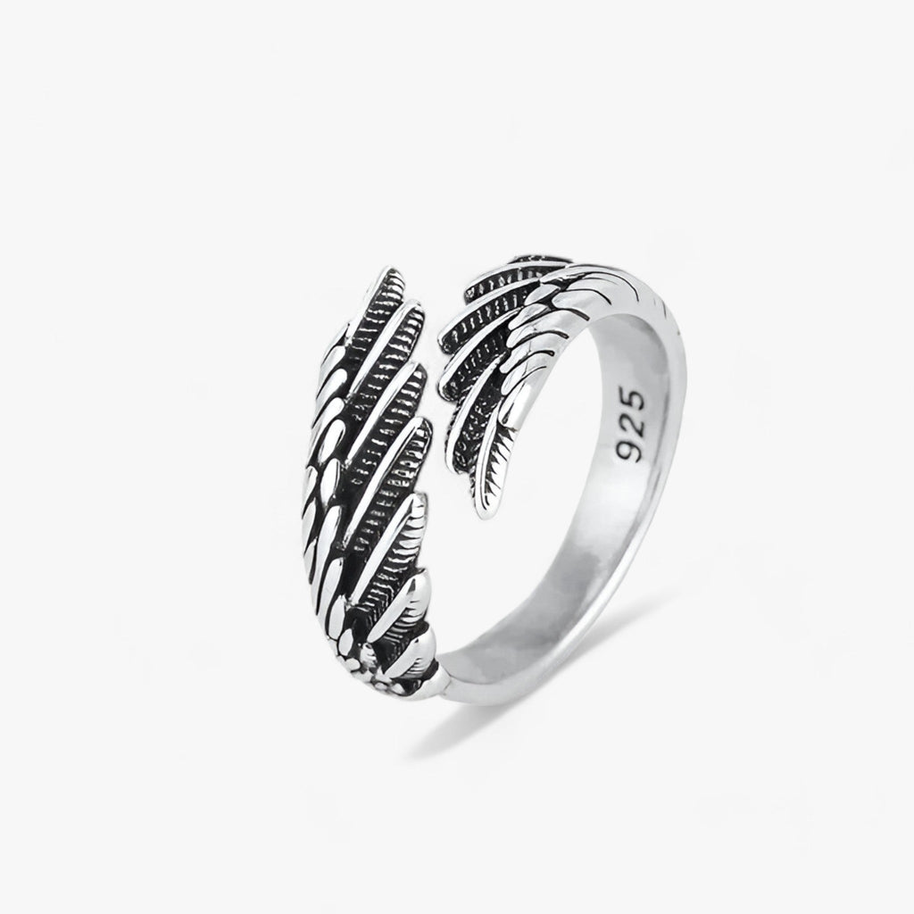 Adjustable Angel Wing Ring in Gothic Style