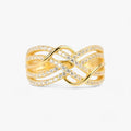 Conjunto de anillos con cruces en tono dorado y diseño de varias bandas