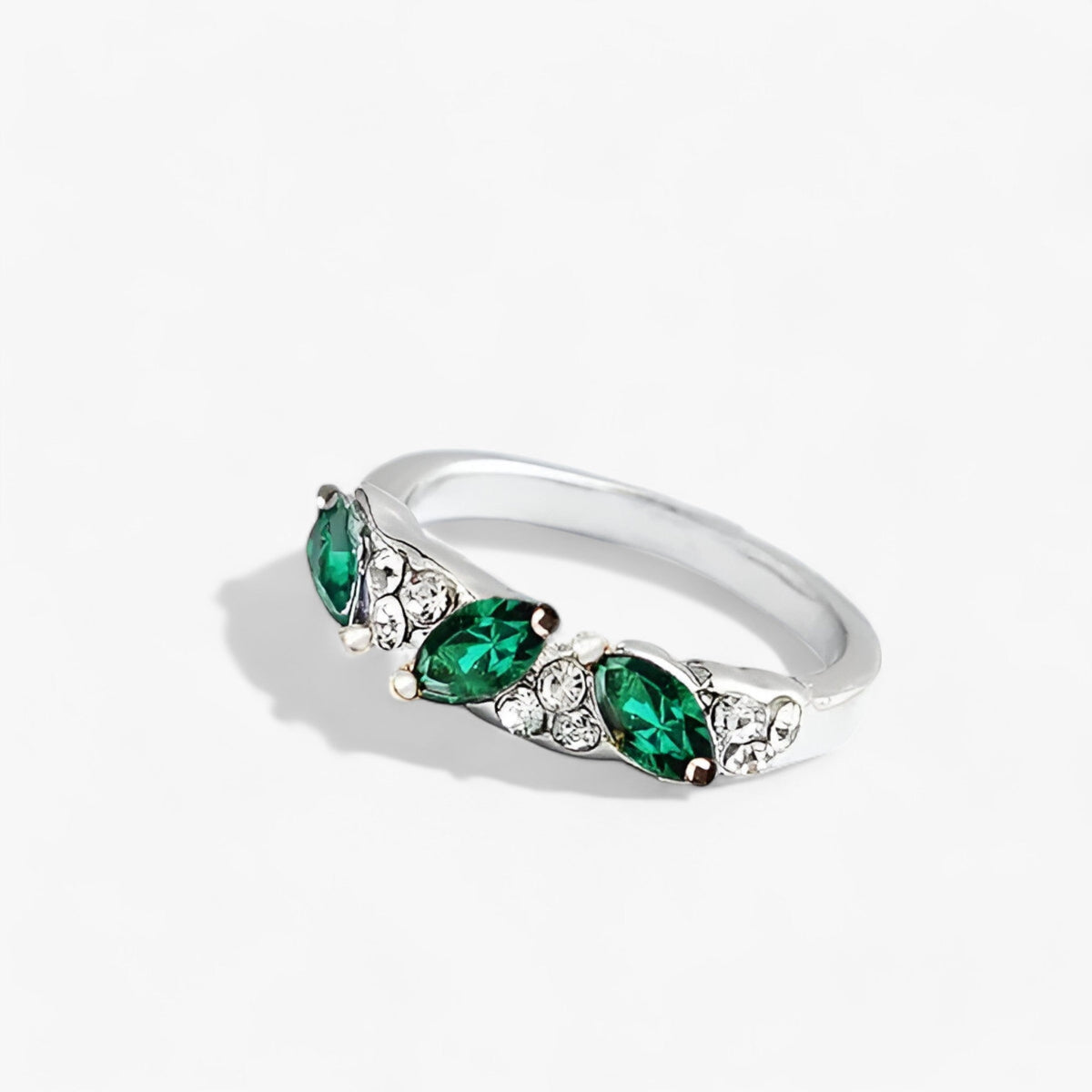 Rhinestone Ring with Sleek Sculpted Band for Special Occasions