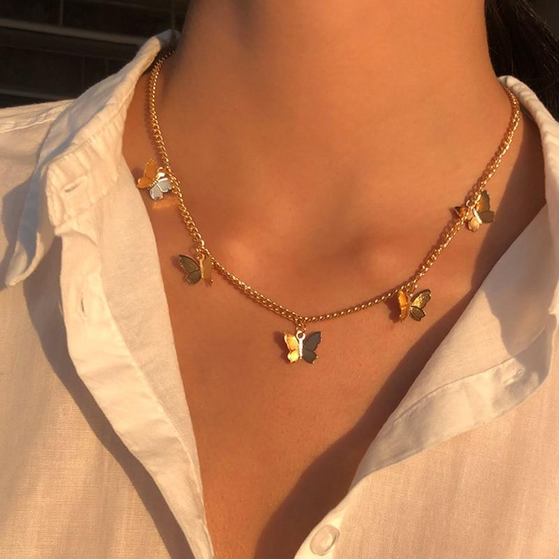 Butterfly Pendant Necklace with Light Delicate Wings