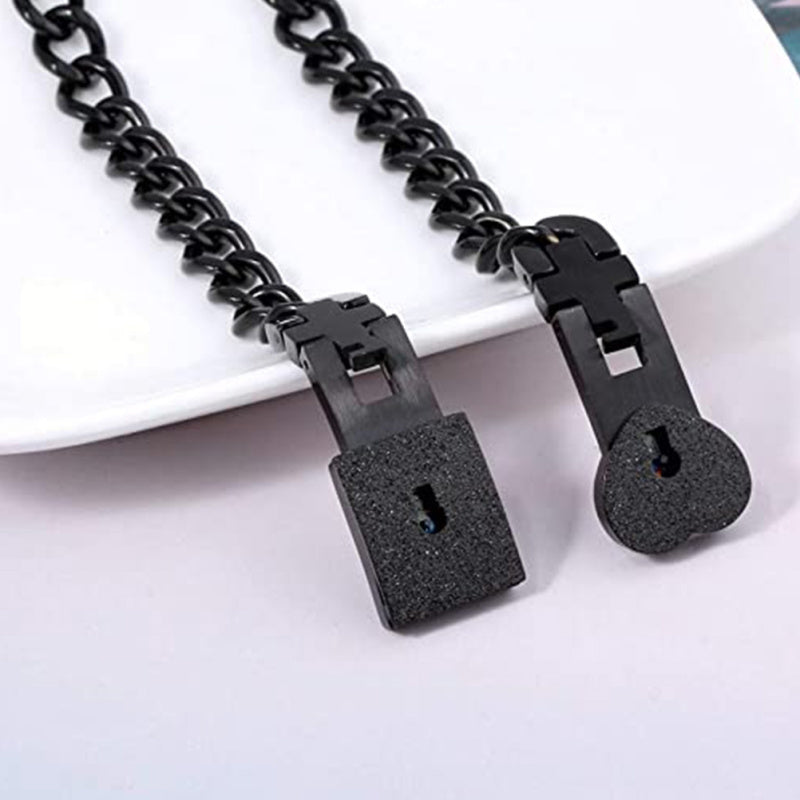Conjunto de pulseras a juego de candado y llave en acero inoxidable