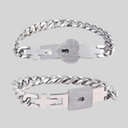 Conjunto de pulseras a juego de candado y llave en acero inoxidable