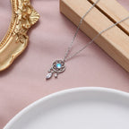 Dreamcatcher Pendant Necklace with Milky White Stone