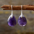 Violet Stone Drop Earrings with Elegant Shape and Deep Colour