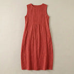 Vestido oversize sin mangas con delicados bordados