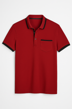 Men's Cotton Blend Polo Shirt with Contrast Detailing
