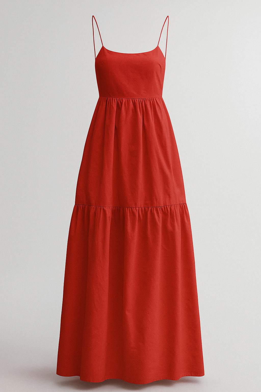 Spaghetti-Strap Summer Dress with Gathered Layered Skirt