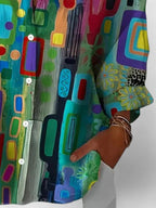 Geometric Pattern Blouse with Modern Finish