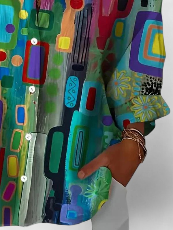 Geometric Pattern Blouse with Modern Finish