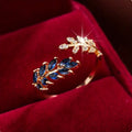 Deep Blue Stone Ring with Classic Setting in Gold Colour